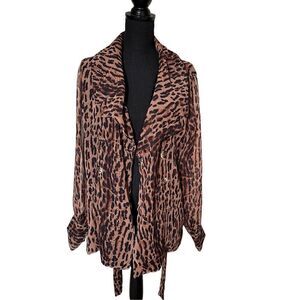 XTRMZ Vintage Sheer Sleeve Blazer Leopard Print Dress